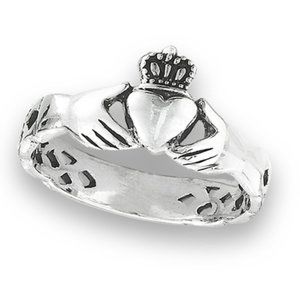 NWT- Sterling Silver Celtic Weave Claddagh Ring
